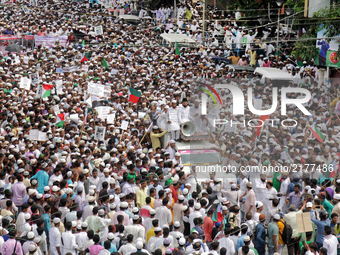 Indian Muslim March a mass protest rally during a protest against the persecution of Myanmar's Rohingya Muslim minority in Kolkata, India, S...