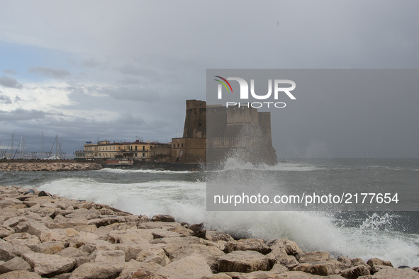 View of Rain and Storm to Naples, Italy on 11 September , 2017. Some storms will produce heavy rain and dangerous lightning. 
