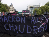 Female demonstrators  dressed as witches are protesting against France's president Emmanuel Macron in Paris, France on September 12th, 2017....
