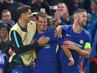 Chelsea's Cesar Azpilicueta celebrates his goal
during UEFA Champions League - Group C match between Chelsea and FK Qarabag at Stanford Brid...