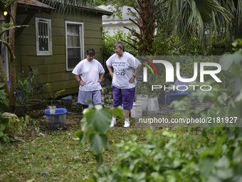 Carrol Briggs, residents in the Southside neighborhood of Jacksonville, FL returns on September 12, 2017 after Hurricane Irma.
Flood water o...