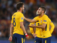 
Koke of Atletico talking with Saul Niguez of Atletico  during the UEFA Champions League Group C football match between AS Roma and Atletico...