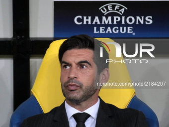 Head coach of FC Shakhtar Paulo Fonseca before the start of the Champions League group F between FC Shakhtar and Napoli at Metalist Stadium...