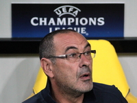 Napoli's head coach Maurizio Sarri before the start of the group stage match of the Champions League Group F between Shakhtar and Napoli at...