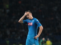 Napoli's Piotr Zielinski reacts during the group stage match of the Champions League group F between FC Shakhtar and Napoli at Metalist Stad...