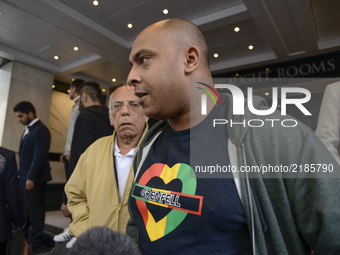 The nephew of a victim, speaks to the media after attending the opening statements of the Inquiry into the Grenfell Tower fire disaster take...