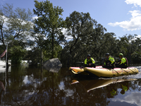 Rescue crews patrol Black Creek in Middleburg, Florida, USA,  on September 12, 2017. Residential structures near Black Creek, Clay County, F...