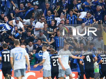 Atalanta supporters celebration after the goal of 1-0  during the UEFA Europa League Group E football match Atalanta vs Everton at The Stadi...