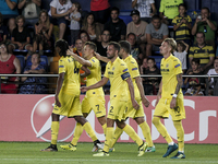 07 Denis Cheryshev of Villarreal CF (2L) celebrate after scoring the 3-1 goal with his teammate   during the UEFA Europa League Group A foot...