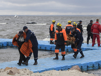 Ukrainian rescuers from The State Emergency Service train to salvage drowning men, firefight in the forests, and firefight on a boat. Ukrain...