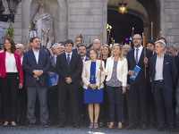 President of Cataonia Carles Puigdemotn (2ndL) leads Catalan mayors during a demonstration on September 16, 2017 in Barcelona, Spain. 712 Ca...