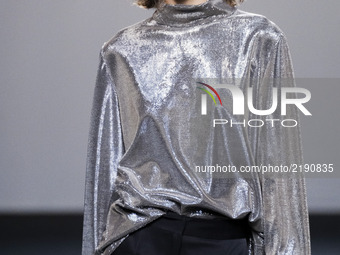 A model walks the runway at the Roberto Toretta show during the Mercedes-Benz Fashion Week Madrid Spring/Summer 2018 at Ifema on September 1...