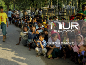 Refugee people wait for relief at palong khali, Cox’s Bazar, Bangladesh September 16, 2017. Around 370,000 Rohingya refugees have fled into...
