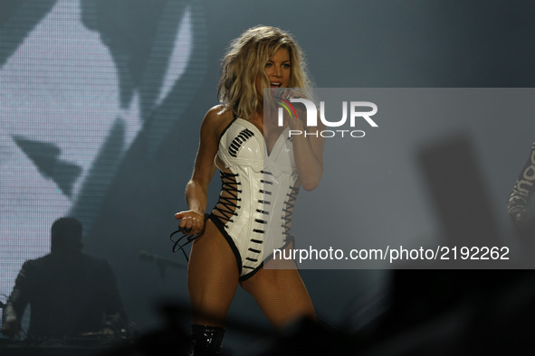Fergie performs on the second day of the Rock in Rio 2017 music festival, in Rio de Janeiro, Brazil, on 16 September 2017. More than 100,000...