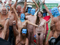  [WARNING: Graphic Content] Naturists members of the Association for the promotion of the free naturism (APNEL) take part in the Festival of...