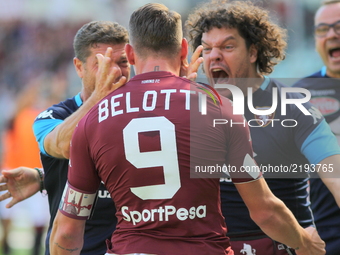 Andrea Belotti (Torino FC) celebrates after scoring during the Serie A football match between Torino FC and US Sampdoria at Olympic Grande T...