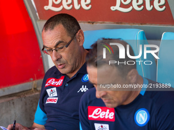 Maurizio Sarri of SSC Napoli in action during the Italian Serie A match between SSC Napoli and Benevento at San Paolo Stadium on September 1...