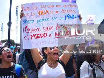 Woman demonstrators was meeting at Zocalo of Mexico City to performs a march against of feminicides and recent murder of the student Mara Ca...