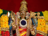 Adorned idol of Lord Murugan during the Tamil Hindu New Year at a Hindu temple in Ontario, Canada.  (