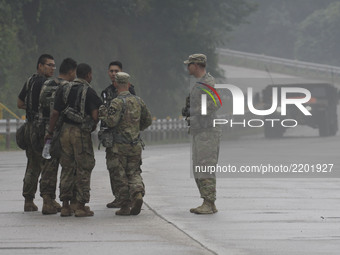 US Military and ROK Soldiers take part in an exercise at Rodriguez Live Fire Complex in Pocheon, South Korea. The United States 2ID (2nd Inf...