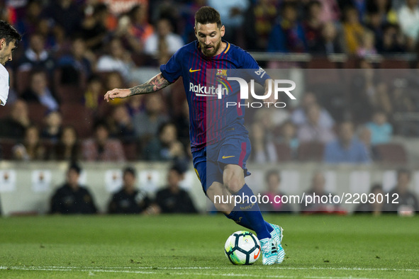 Leo Messi from Argentina of FC Barcelona during the La Liga match between FC Barcelona v Eibar at Camp Nou Stadium on September 19, 2017 in...