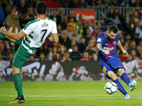 Leo Messi scores the 2-0 during La Liga match between FC Barcelona v SC Eibar , in Barcelona, on September 19, 2017.  (