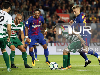 Dani Garcia and Gerard Deulofeu during La Liga match between FC Barcelona v SC Eibar , in Barcelona, on September 19, 2017.  (