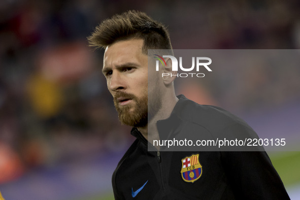 Leo Messi prior the spanish league match between FC Barcelona and Eibar at Camp Nou Stadium in Barcelona, Spain on September 19, 2017 