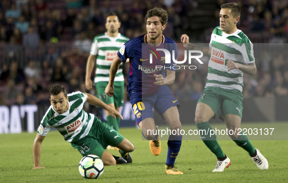 Barcelona's Sergi Roberto during the spanish league match between FC Barcelona and Eibar at Camp Nou Stadium in Barcelona, Spain on Septembe...