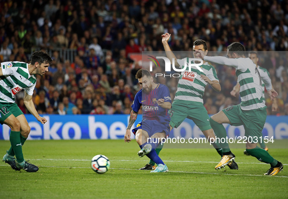 Leo Messi goal during La Liga match between FC Barcelona v SC Eibar , in Barcelona, on September 19, 2017.  