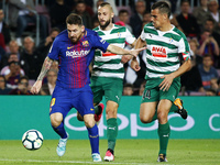 Leo Messi, Galvez and Dani Garcia during La Liga match between FC Barcelona v SC Eibar , in Barcelona, on September 19, 2017.  (