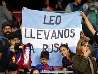Leo Messi supporters during La Liga match between FC Barcelona v SC Eibar , in Barcelona, on September 19, 2017.  (