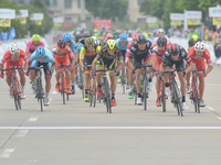 Scott Sunderland (Second from Right) from Isowhey Sports Swisswellness sprints to win the second stage of the 2017 Tour of China 2, the 97.6...