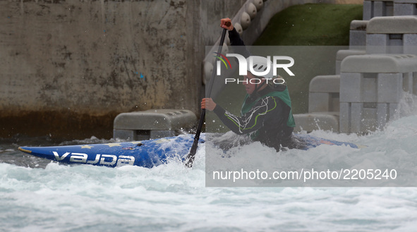 Hannah Clements of Shepperton SCC U23 PU competes in Canoe Single (C1) Women
during the British Canoeing 2017 British Open Slalom Championsh...