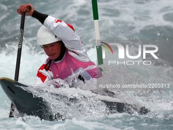 Katie McDermott of Lee Valley PC J16 competes in Canoe Single (C1) Women
during the British Canoeing 2017 British Open Slalom Championships...