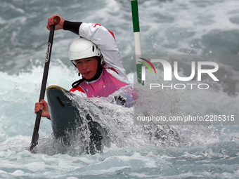 Katie McDermott of Lee Valley PC J16 competes in Canoe Single (C1) Women
during the British Canoeing 2017 British Open Slalom Championships...