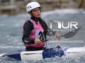 Evia Fletcher of Holme Pierrepont cc / Autocraft Drivetrain Solutions J18 competes in Canoe Single (C1) Women
during the British Canoeing 20...