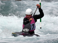 Hannah Thomas  of Lee Valley  PC  J18 competes in Canoe Single (C1) Women
during the British Canoeing 2017 British Open Slalom Championships...