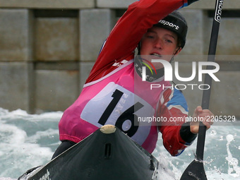 Ellis Miller of Lee Valley  PC  J16 competes in Canoe Single (C1) Women
during the British Canoeing 2017 British Open Slalom Championships a...