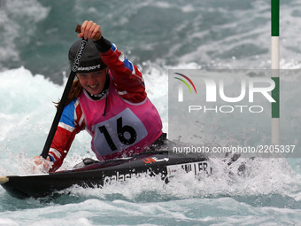 Ellis Miller of Lee Valley  PC  J16 competes in Canoe Single (C1) Women
during the British Canoeing 2017 British Open Slalom Championships a...