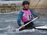 Evie Watson of Holme Pierrepont CC J16 competes in Canoe Single (C1) Women
during the British Canoeing 2017 British Open Slalom Championship...