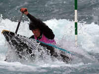 Hannah Owen of Lee Valley PC J16
competes in Canoe Single (C1) Women
during the British Canoeing 2017 British Open Slalom Championships at L...