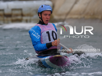 Daisy Cooil of Tees Tigers / Hydrasports J16
competes in Canoe Single (C1) Women
during the British Canoeing 2017 British Open Slalom Champi...