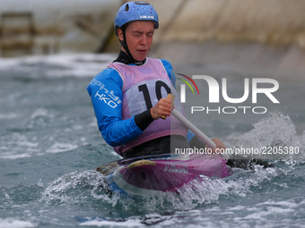 Daisy Cooil of Tees Tigers / Hydrasports J16
competes in Canoe Single (C1) Women
during the British Canoeing 2017 British Open Slalom Champi...