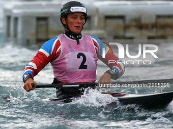 Mallory Franklin of Windsor and District CC competes in Canoe Single (C1) Women
during the British Canoeing 2017 British Open Slalom Champio...