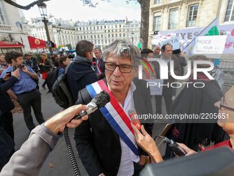 Demonstration in Paris, France, on September 20, 2017, against the Trans-Atlantic Free Trade Agreement (TAFTA) and EU-Canada Comprehensive E...