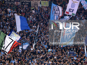 Lazio supporters  during the Serie A match between SS Lazio and SSC Napoli at Stadio Olimpico on September 20, 2017 in Rome, Italy. 
(
