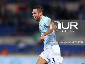 Stefan de Vrij of Lazio celebrating after the goal scored  during the Serie A match between SS Lazio and SSC Napoli at Stadio Olimpico on Se...