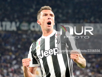 Mario Mandzukic (Juventus FC) celebrates after scoring the goal of the win during the Serie A football match between Juventus FC and ACF Fio...