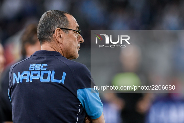 Maurizio Sarri manager of Napoli during the Serie A match between Lazio and Napoli at Olympic Stadium, Roma, Italy on 20 September 2017.  